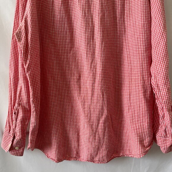 Banana Republic Mens Red White Check Slim Fit Button Down Collared Shirt Size XL - Picture 8 of 12